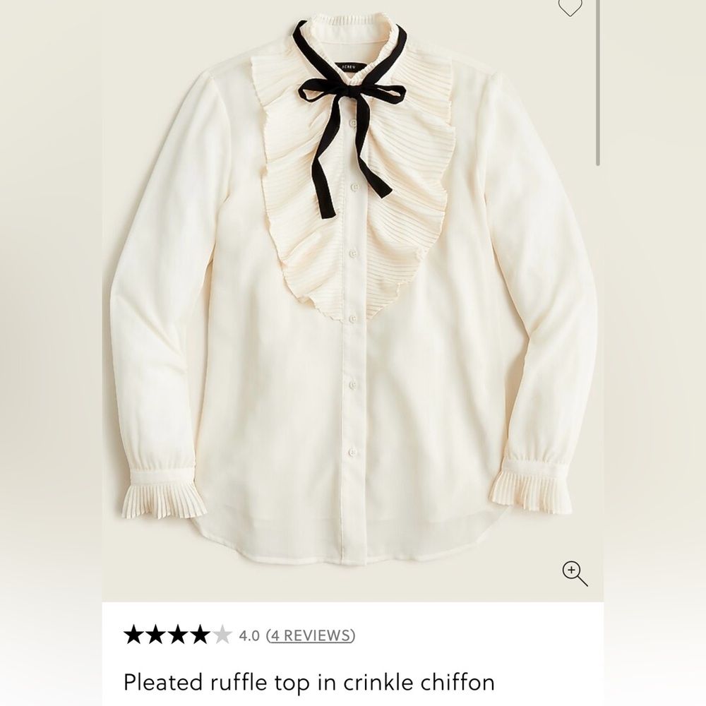 J. Crew Pleated Ruffle Top in Crinkle Chiffon